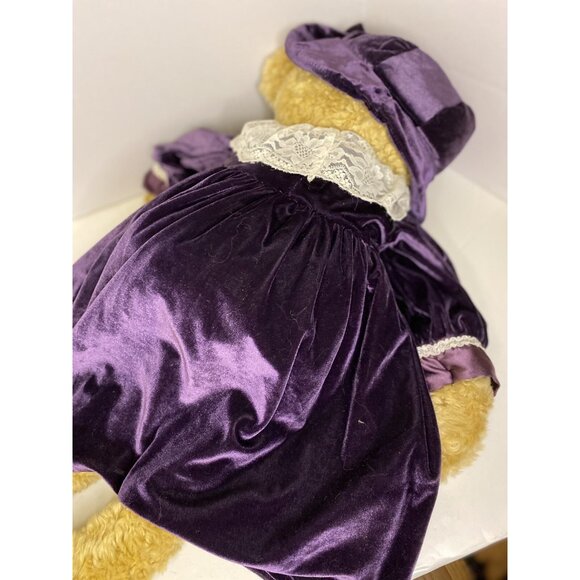 Vtg JC Penney Holiday Collection Victorian 27" Bear Plush Purple Velvet 2002 EUC - Picture 5 of 11
